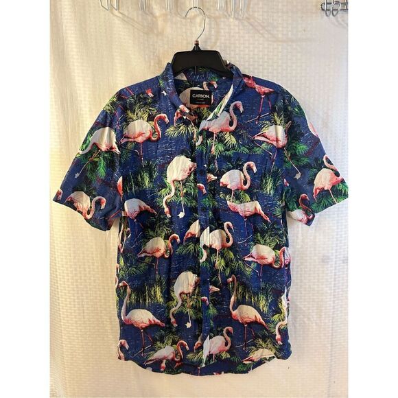 Carbon Hawaiian shirt pink flamingo birds xl rn#70829 - Picture 1 of 6